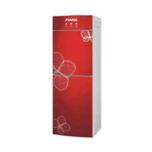 fontaine finix avec frigo rouge et gris