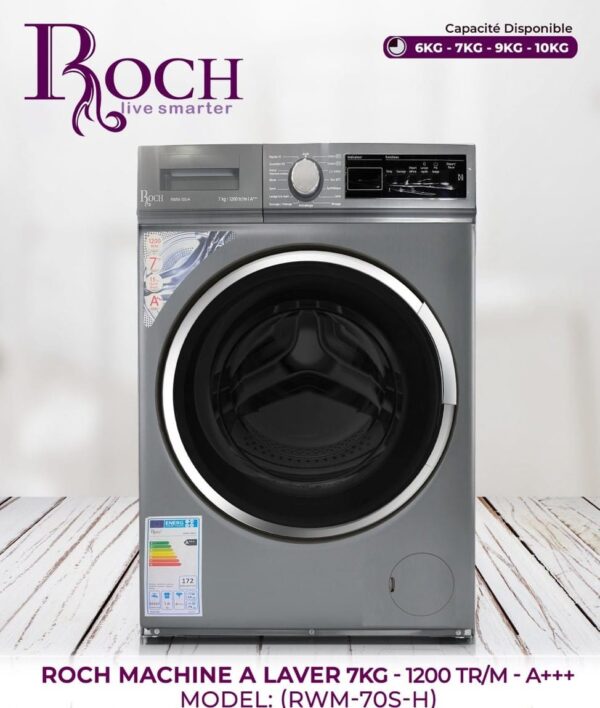 Machine à Laver Roch 9KG Inverter A+++ - Gris