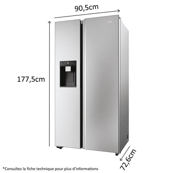 Refrigerateur Haier Side By Side 2 Portes Distributeur Glaçon - Gris