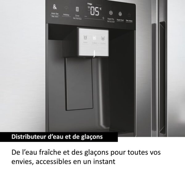 Refrigerateur Haier Side By Side 2 Portes Distributeur Glaçon - Gris