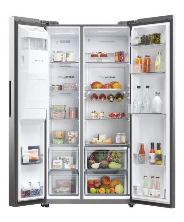 Refrigerateur Haier Side By Side 2 Portes Distributeur Glaçon - Gris